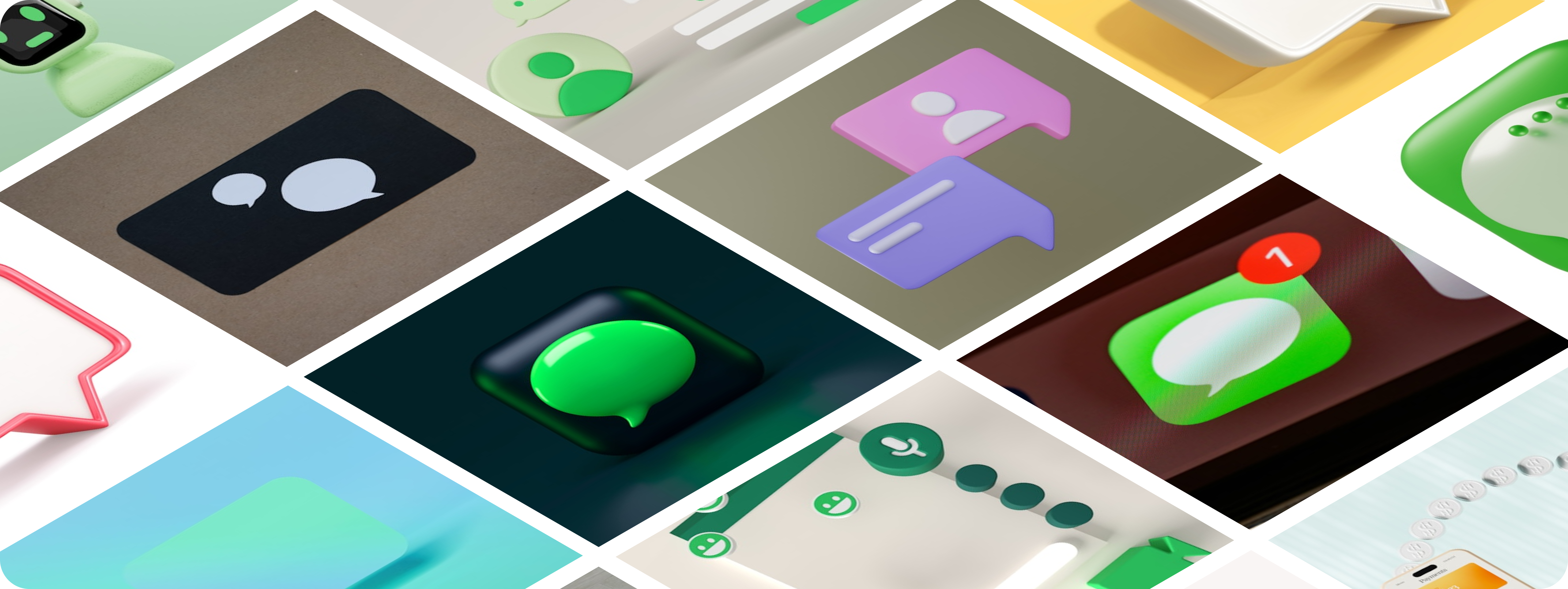 Bulk messaging platform with colorful message illustrations